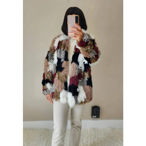 Ulla Johnson Iris Genuine Rabbit Fur Lamb Fur Jacket Coat Size P Rare
